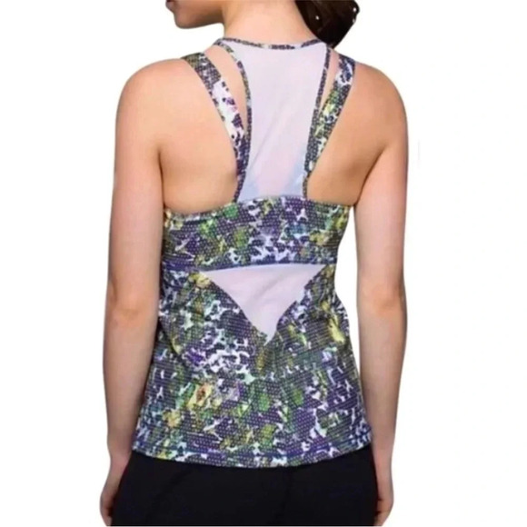 Lululemon purple and green floral running in the city tank sz 8 - Picture 2 of 11